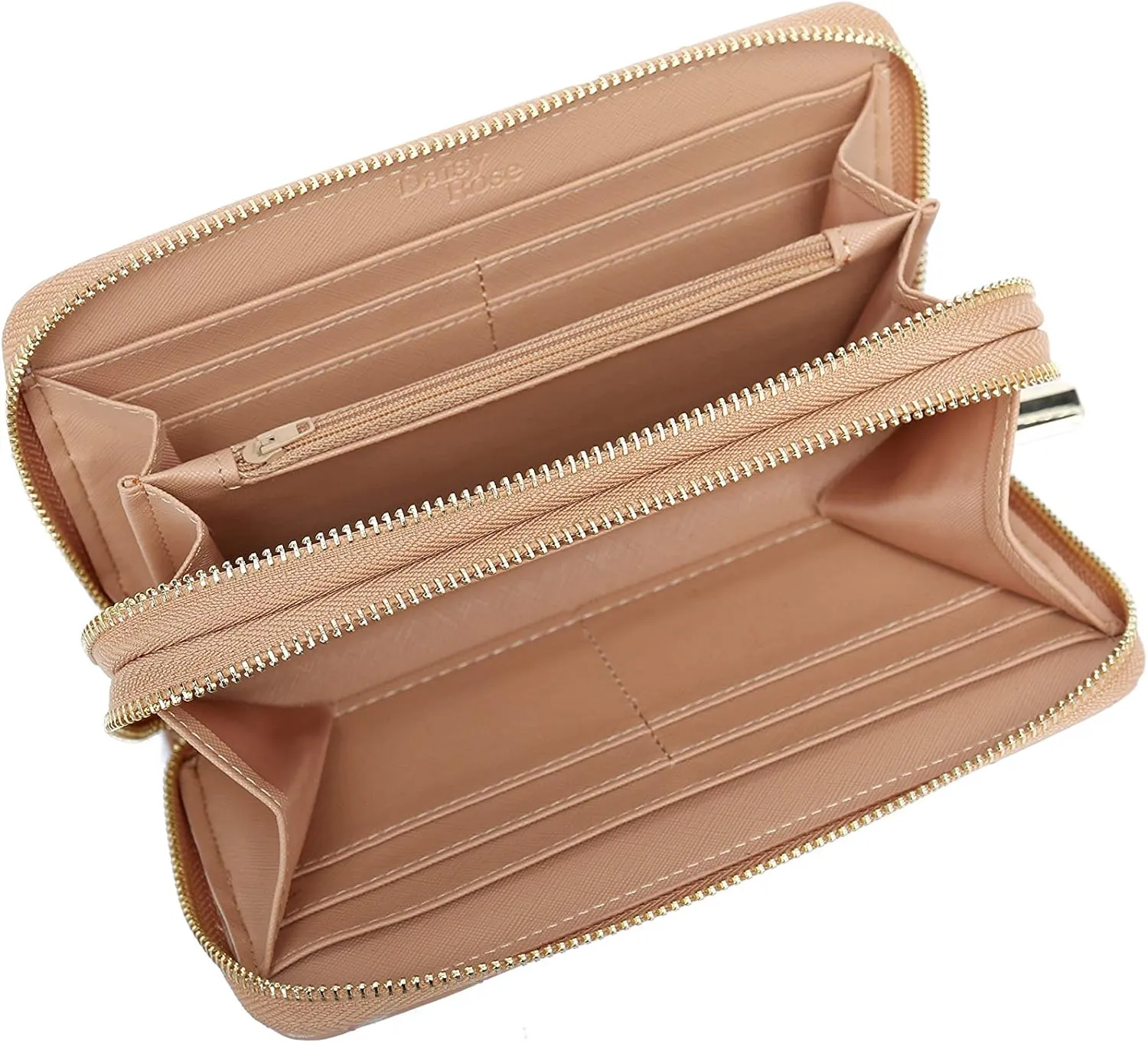 Daisy Rose Dual Zipper Phone Clutch and Wallet for Women - RFID Blocking, PU Vegan Leather Multi-Card Organizer