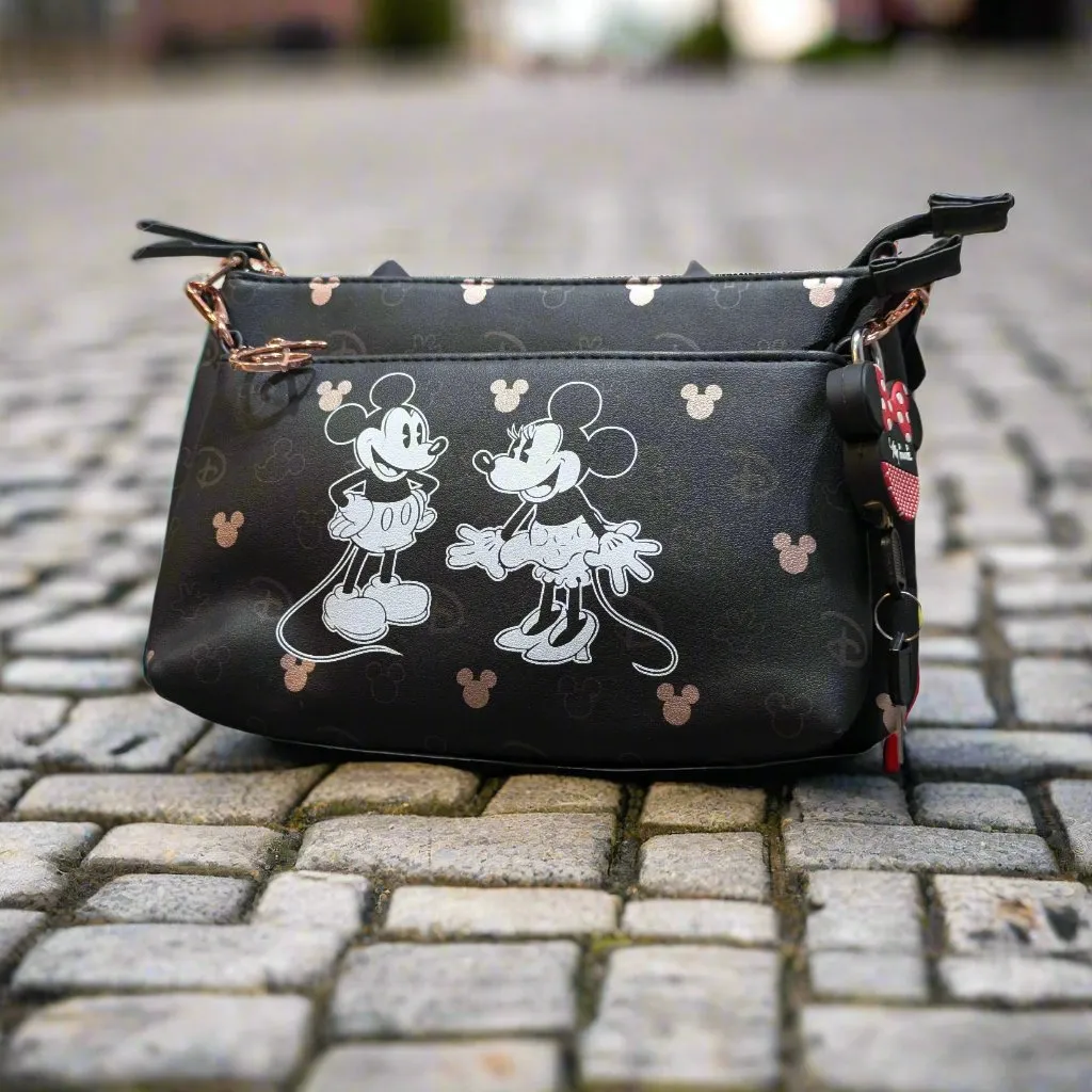 Disney Monochrome Mickey and Minnie Mouse 2-in-1 Crossbody Bag