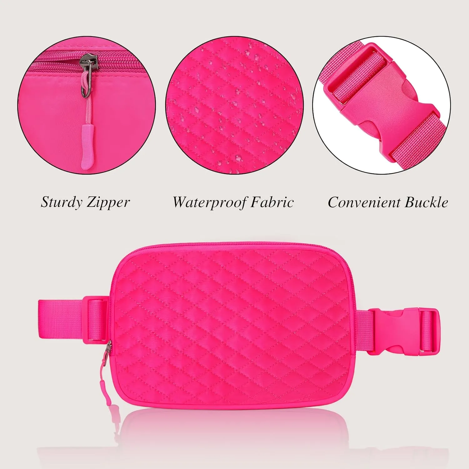 Fanny Pack for Women - Belt Bag Crossbody With Adjustable Strap - Hot Pink Fashion Cross Body Pack for Running, Workout, Hiking, Travel