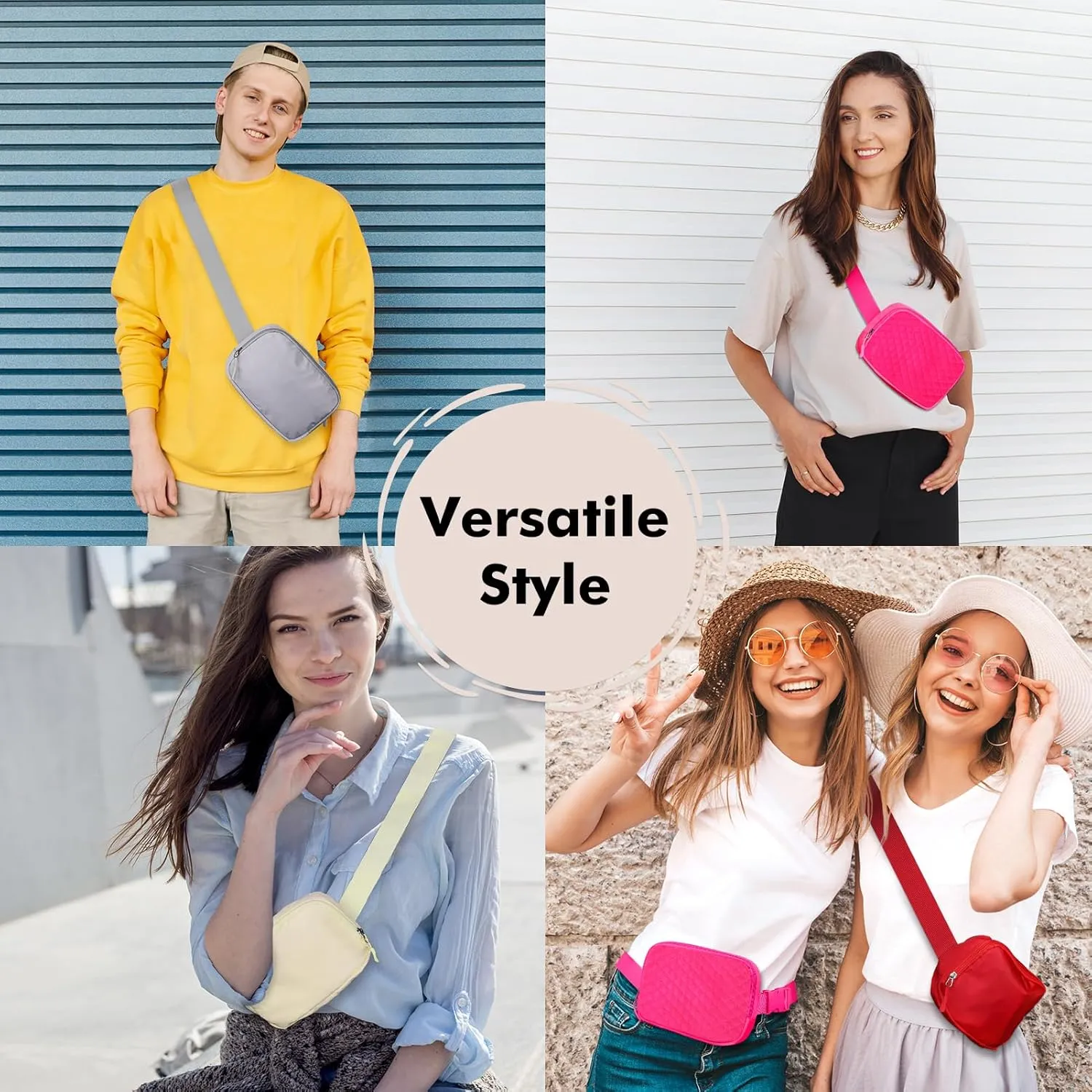 Fanny Pack for Women - Belt Bag Crossbody With Adjustable Strap - Hot Pink Fashion Cross Body Pack for Running, Workout, Hiking, Travel