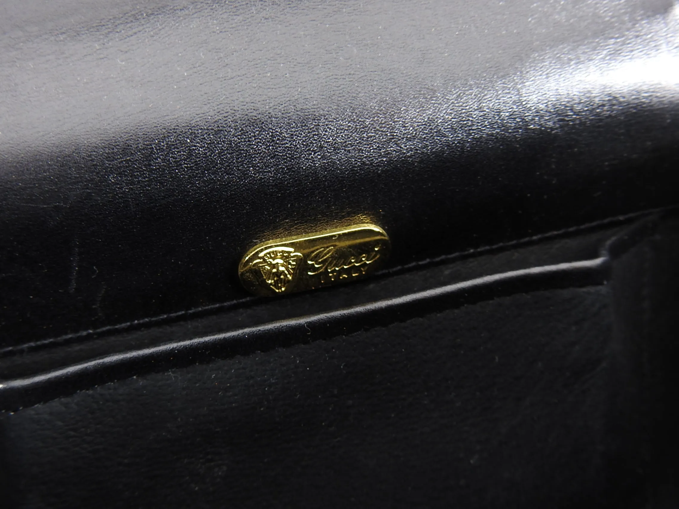 Gucci Vintage 1980’s Black Lizard Chain Strap Evening Bag