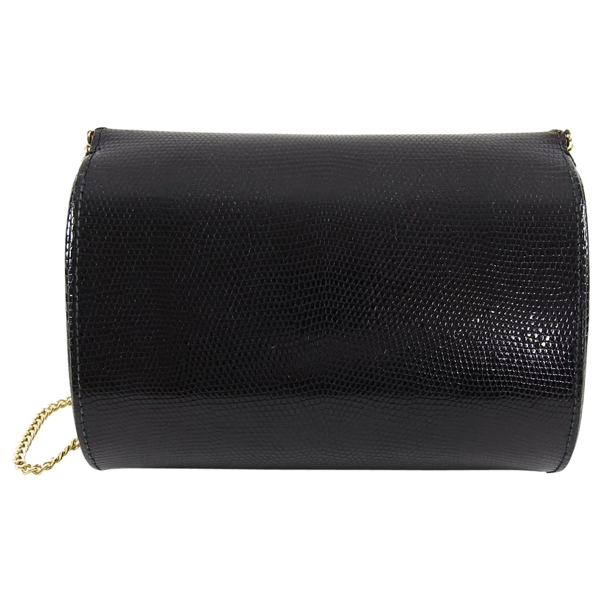Gucci Vintage 1980’s Black Lizard Chain Strap Evening Bag