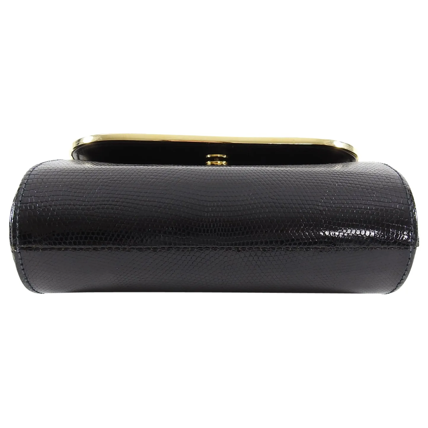 Gucci Vintage 1980’s Black Lizard Chain Strap Evening Bag