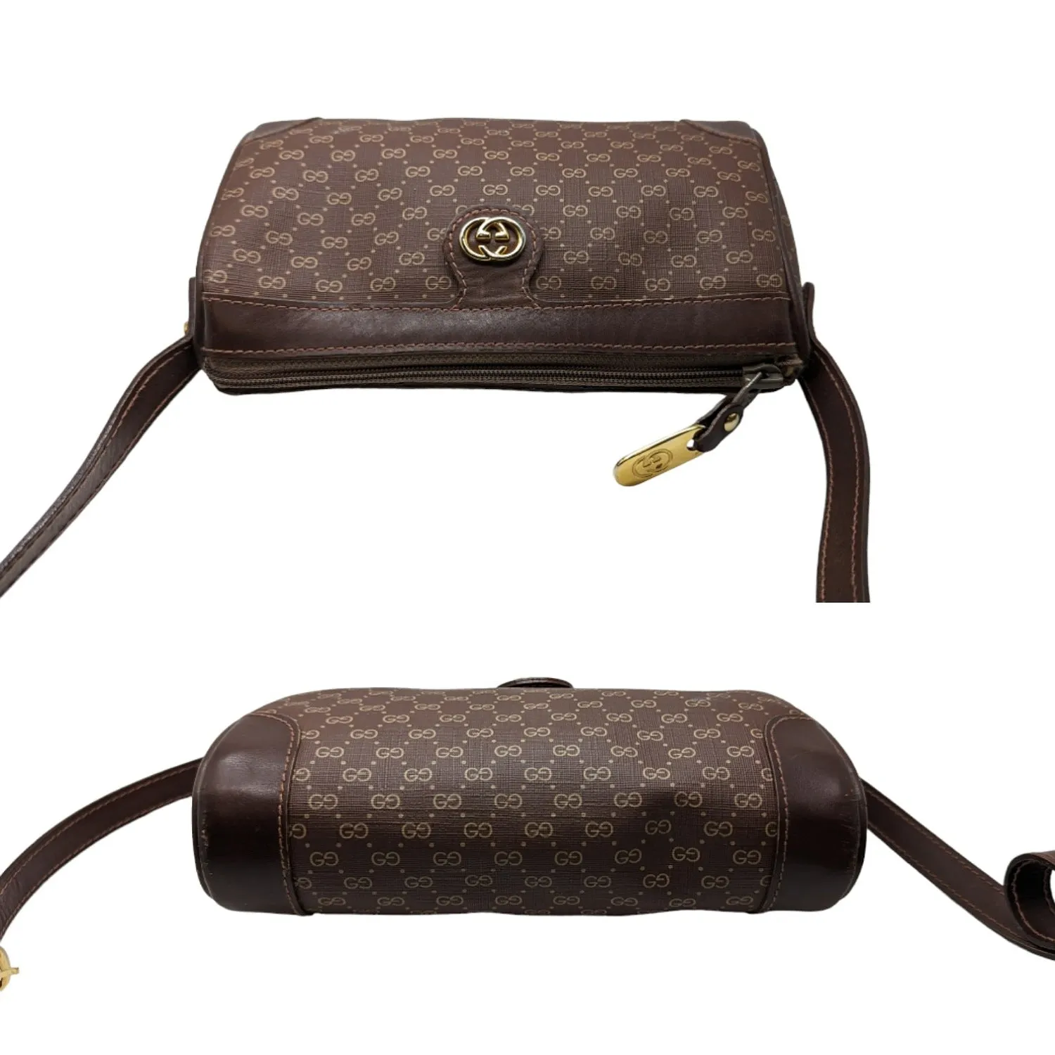 Gucci Vintage Micro GG Brown Crossbody Camera Bag