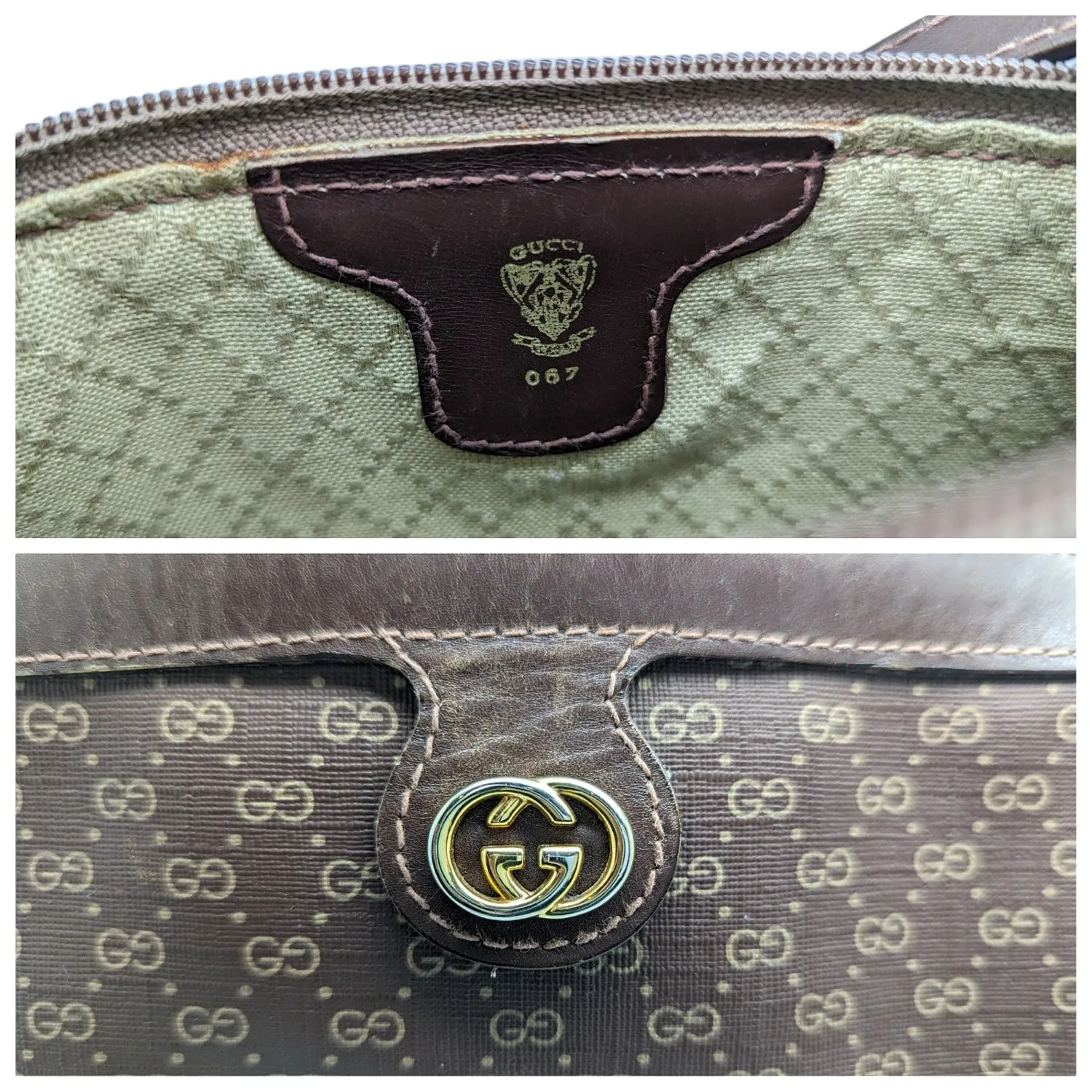 Gucci Vintage Micro GG Brown Crossbody Camera Bag