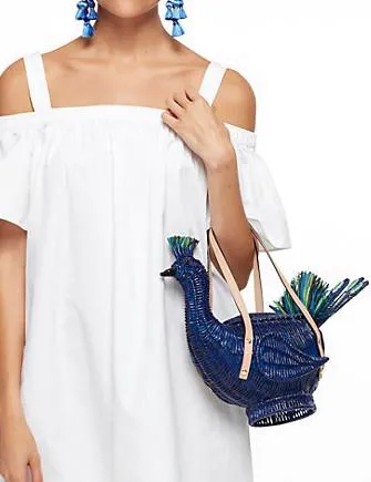 Kate Spade New York Full Plume Wicker Peacock Satchel