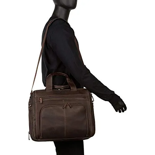 Kenneth Cole Reaction Colombian Leather Laptop Portfolio - EXCLUSIVE - Brown