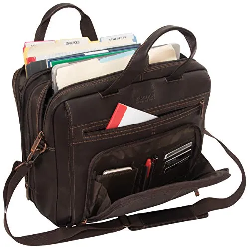 Kenneth Cole Reaction Colombian Leather Laptop Portfolio - EXCLUSIVE - Brown