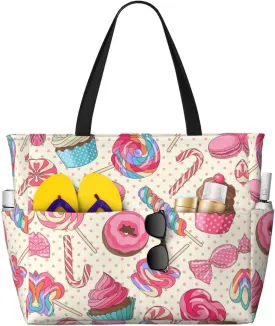 Large Capacity Succulent Print Beach Travel Tote Bag  Foldable, Perfect for Family Vacations, and Camping Trips