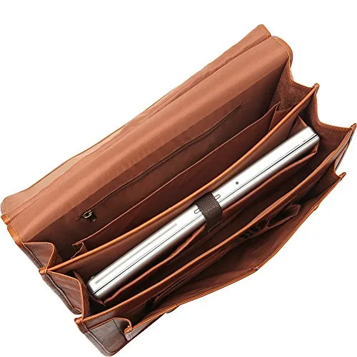 Le Donne Leather Classic Dowel Rod Laptop Briefcase, Tan