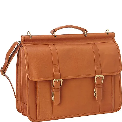 Le Donne Leather Classic Dowel Rod Laptop Briefcase, Tan