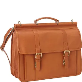 Le Donne Leather Classic Dowel Rod Laptop Briefcase, Tan