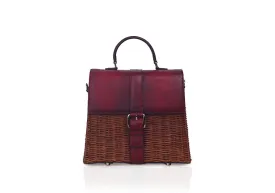 Lena Wicker Handbag (Burgundy)