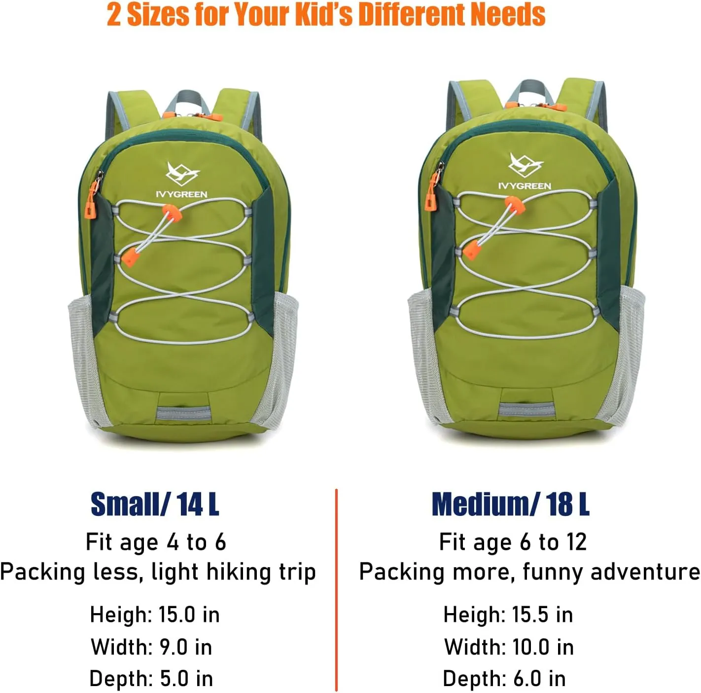 Little Kids Hiking Backpack for Boys or Girls, Small Daypack for Camping or Travel (Armygreen, Small)