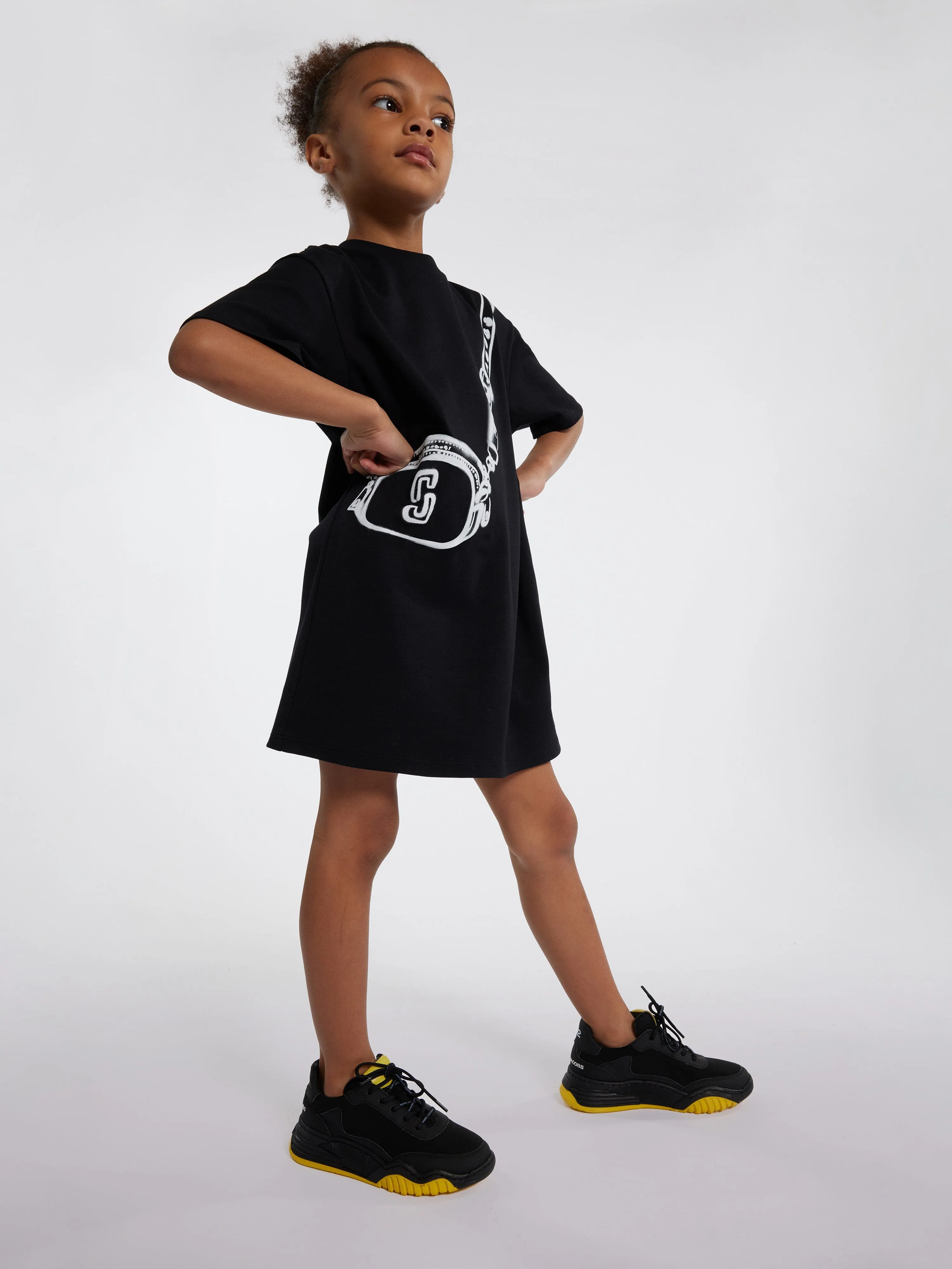 MARC JACOBS Girls Snapshot Bag T-Shirt Dress in Black