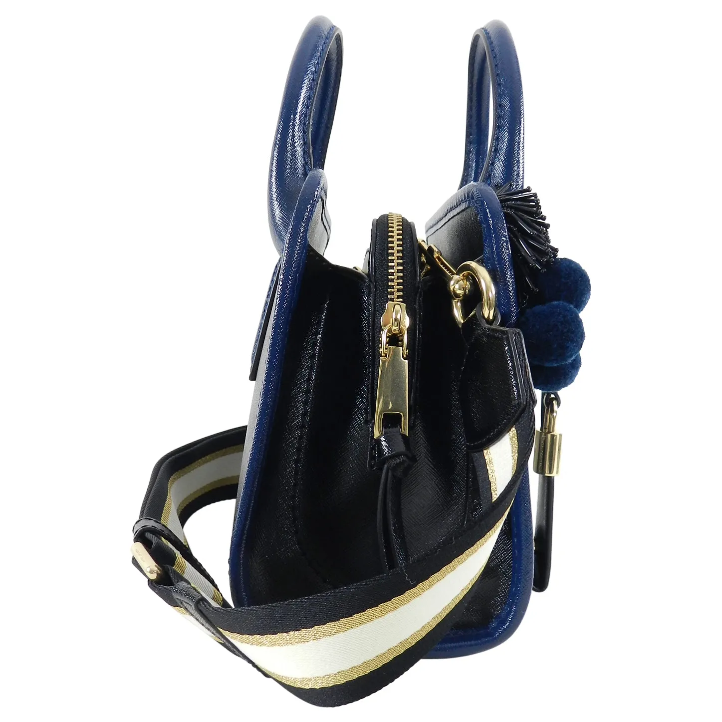Marc Jacobs Navy Beads and Pom Pom “Little Big Shot” Bag