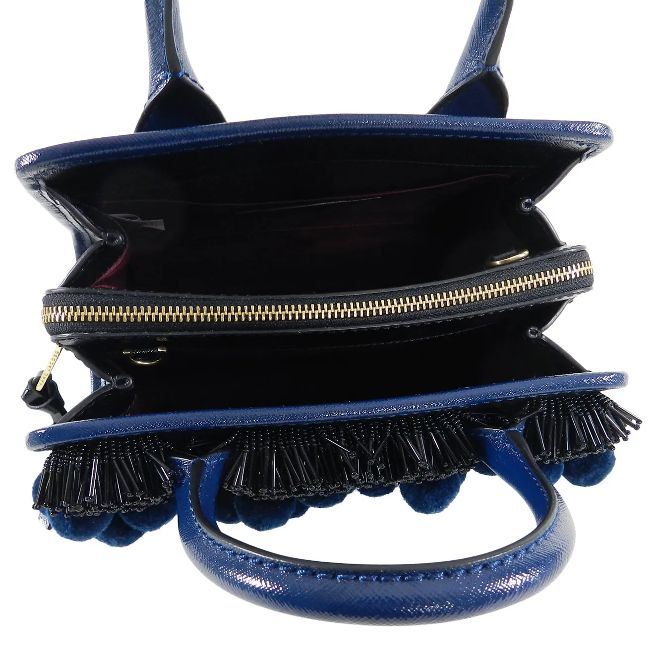 Marc Jacobs Navy Beads and Pom Pom “Little Big Shot” Bag