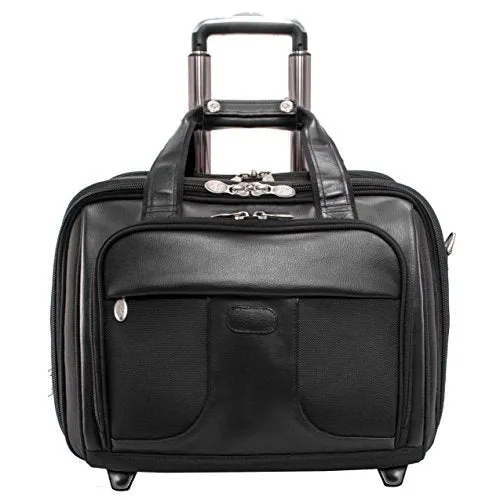 Mcklein, R Series, Chicago, Tech-Lite Ballistic Nylon, 15" Nylon Patented Detachable -Wheeled Laptop Overnight with Removable Briefcase, Black (73585)