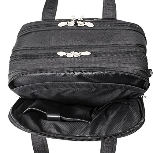 Mcklein, R Series, Chicago, Tech-Lite Ballistic Nylon, 15" Nylon Patented Detachable -Wheeled Laptop Overnight with Removable Briefcase, Black (73585)