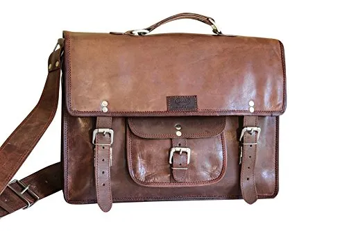 Men'S 15" Leather Brown Laptop Bag/Briefcase/ Office Bag/ Leather Computer Bag