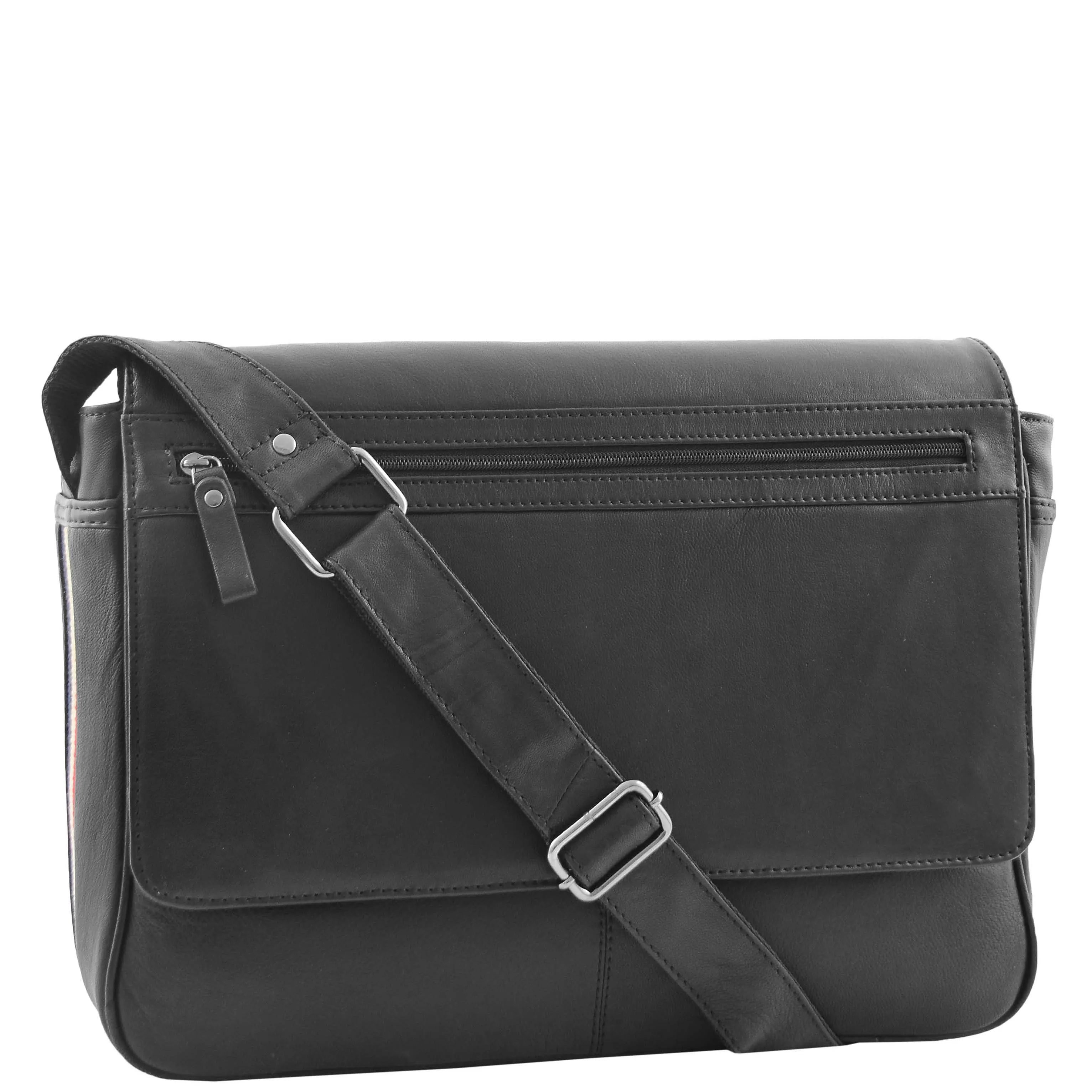 Mens Messenger Bag Real Leather Flight Shoulder Organiser Carl Black