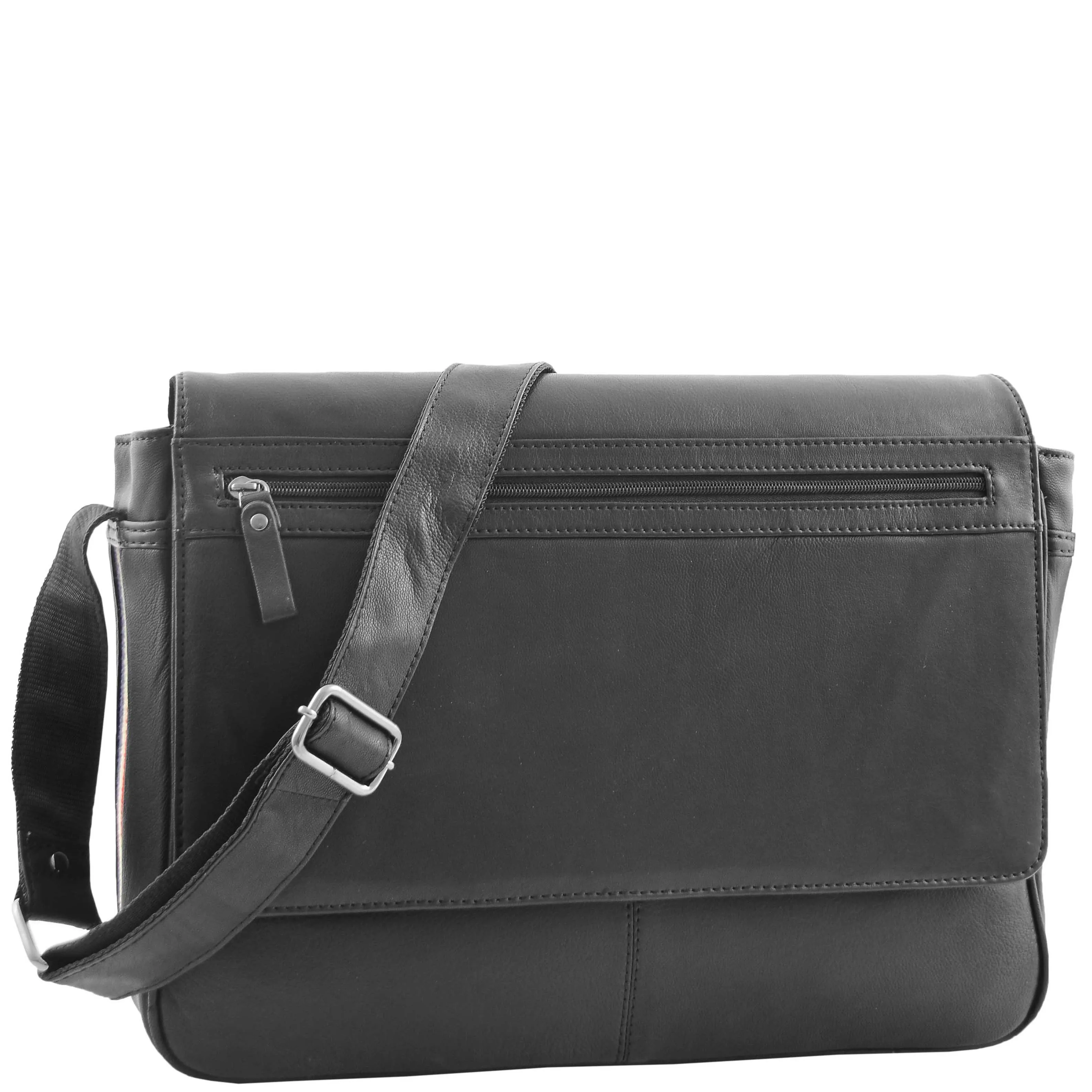 Mens Messenger Bag Real Leather Flight Shoulder Organiser Carl Black