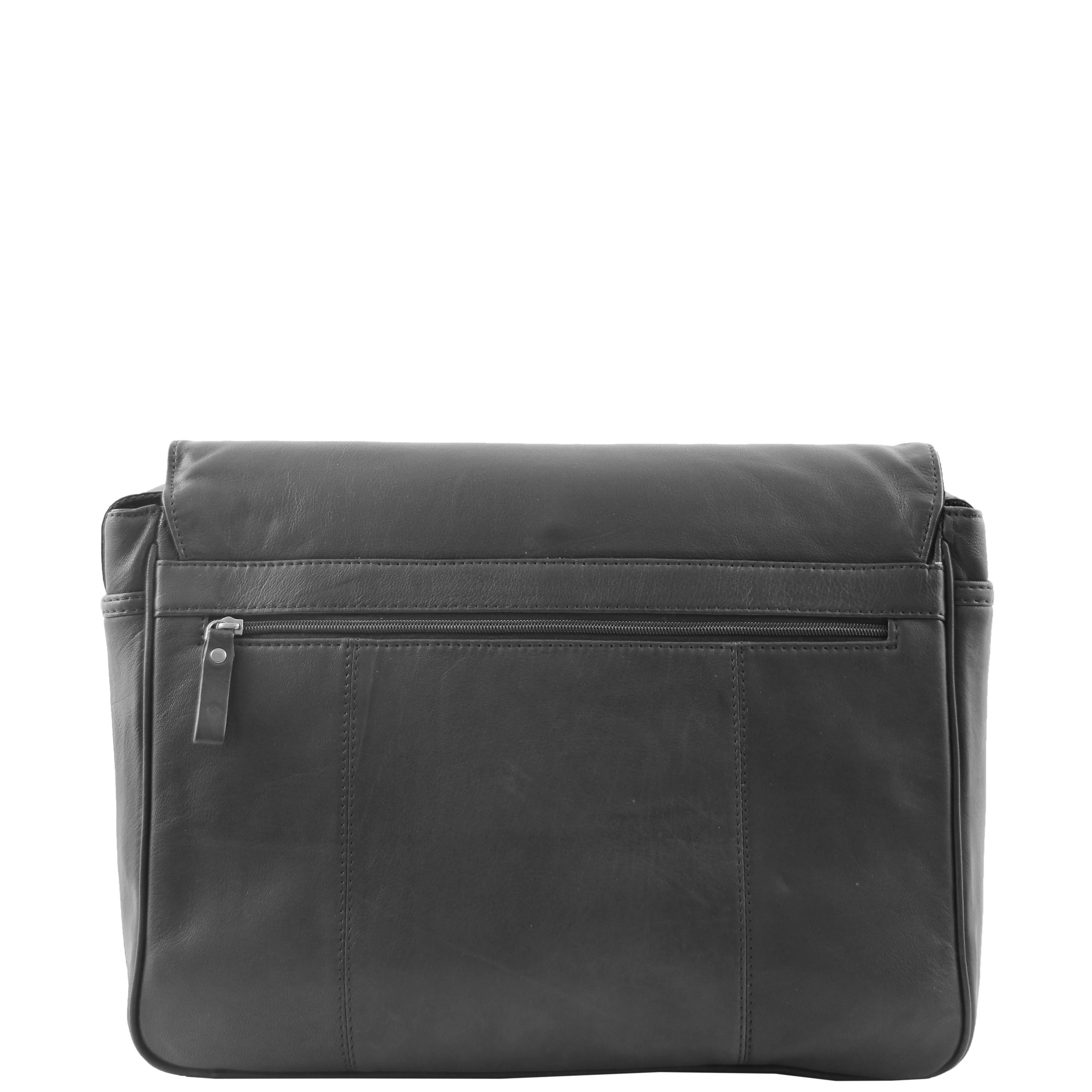 Mens Messenger Bag Real Leather Flight Shoulder Organiser Carl Black