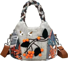 Mini Cotton Shoulder Bag Fashion Small Hand Knitting Tote Handbag