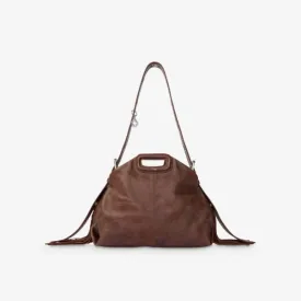 Miss M Vintage Leather Shoulder Bag with Maje Eyelet Strap, Brown