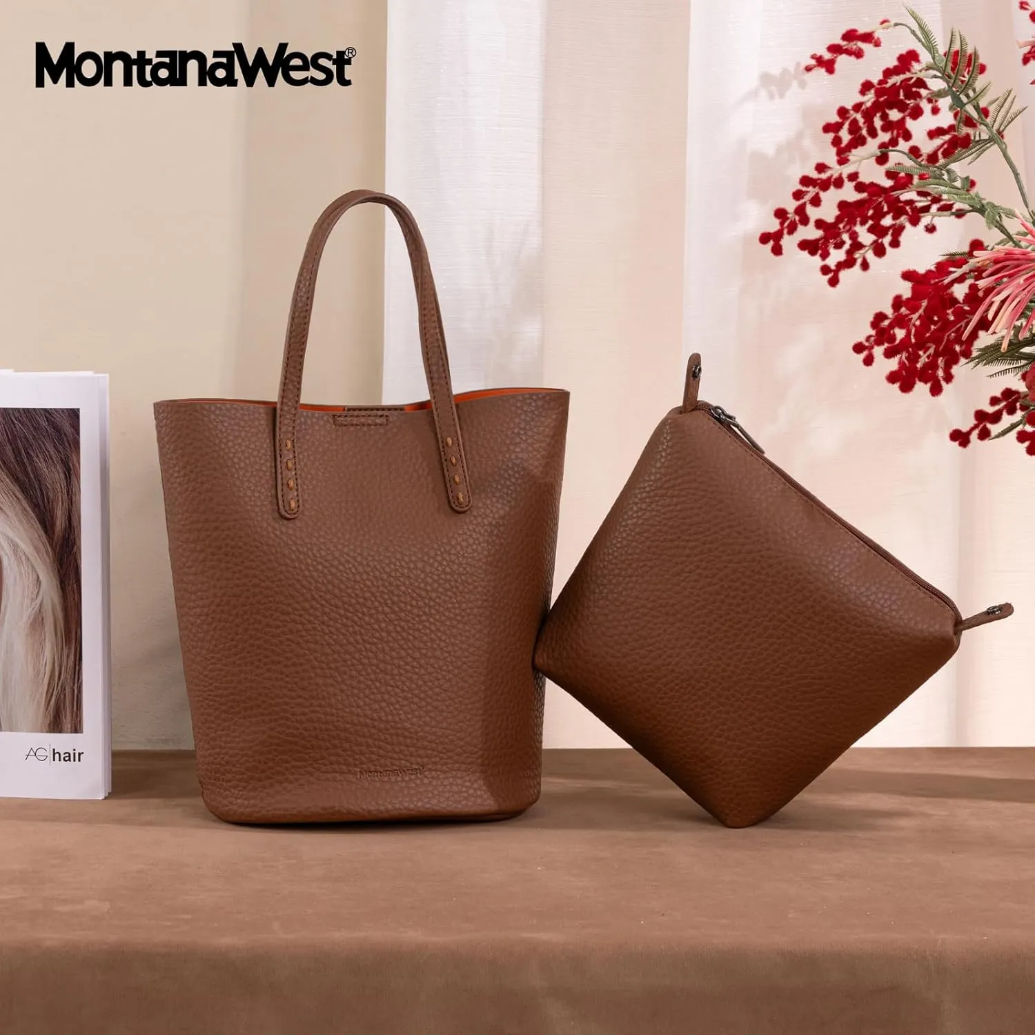 Montana West Small Bucket Purses for Women Top Handle Purses and Satchel Handbags with Cosmetic Bag