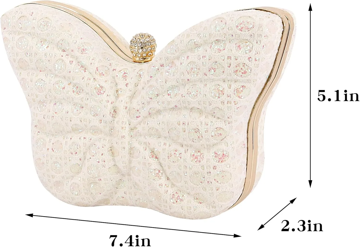 Naimo Womens Butterfly Clutch Bag Glitter Evening Bag Mini Handbag Sparkly Shoulder Chain Purse