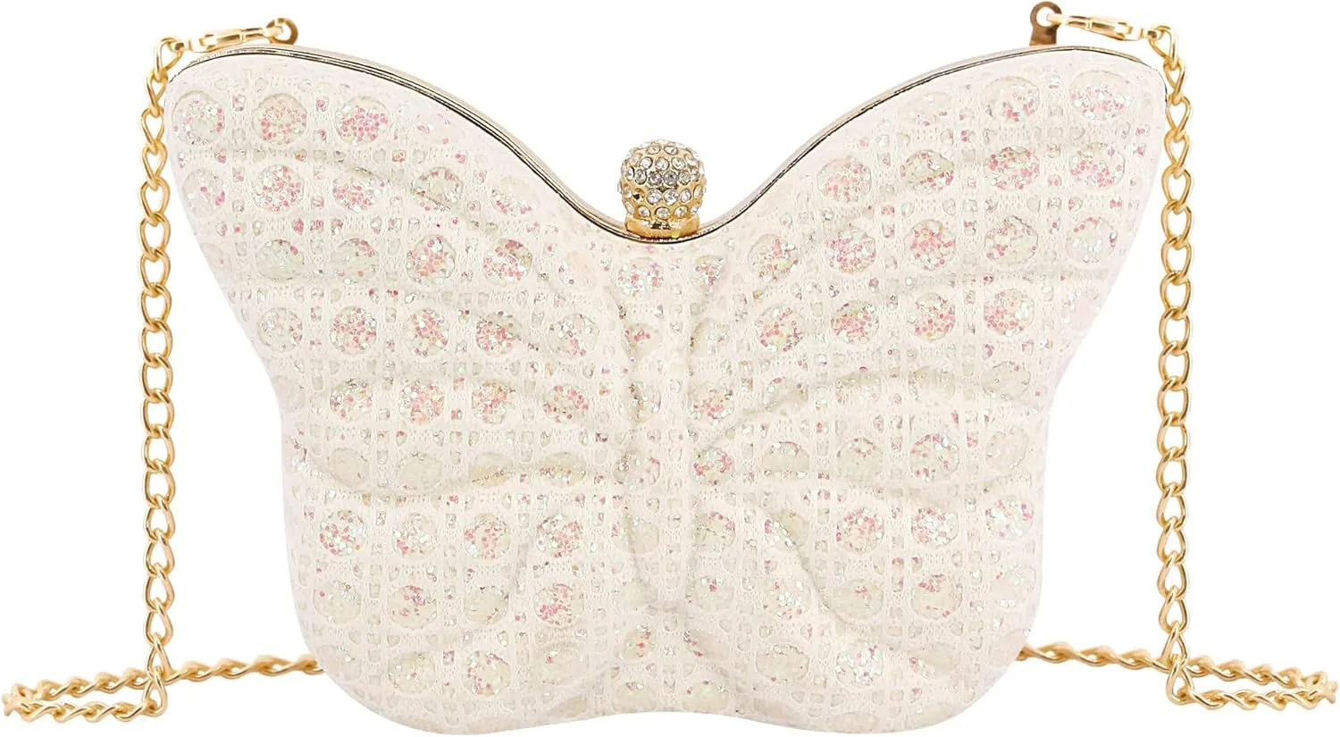 Naimo Womens Butterfly Clutch Bag Glitter Evening Bag Mini Handbag Sparkly Shoulder Chain Purse