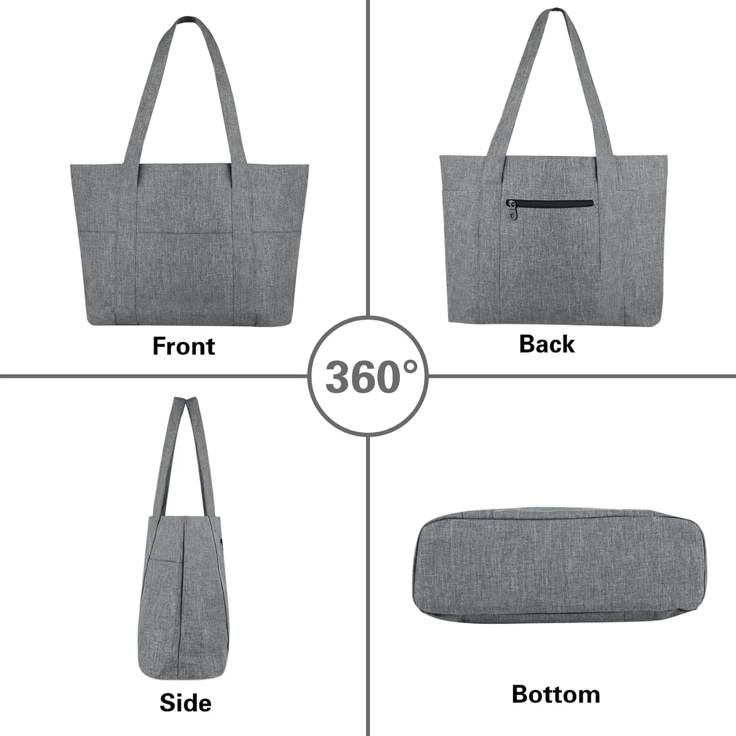 Nylon Tote Bag for Women Large Capacity Shoulder Bag Top Handle Handbag with Zipper for Work College Travel Daily