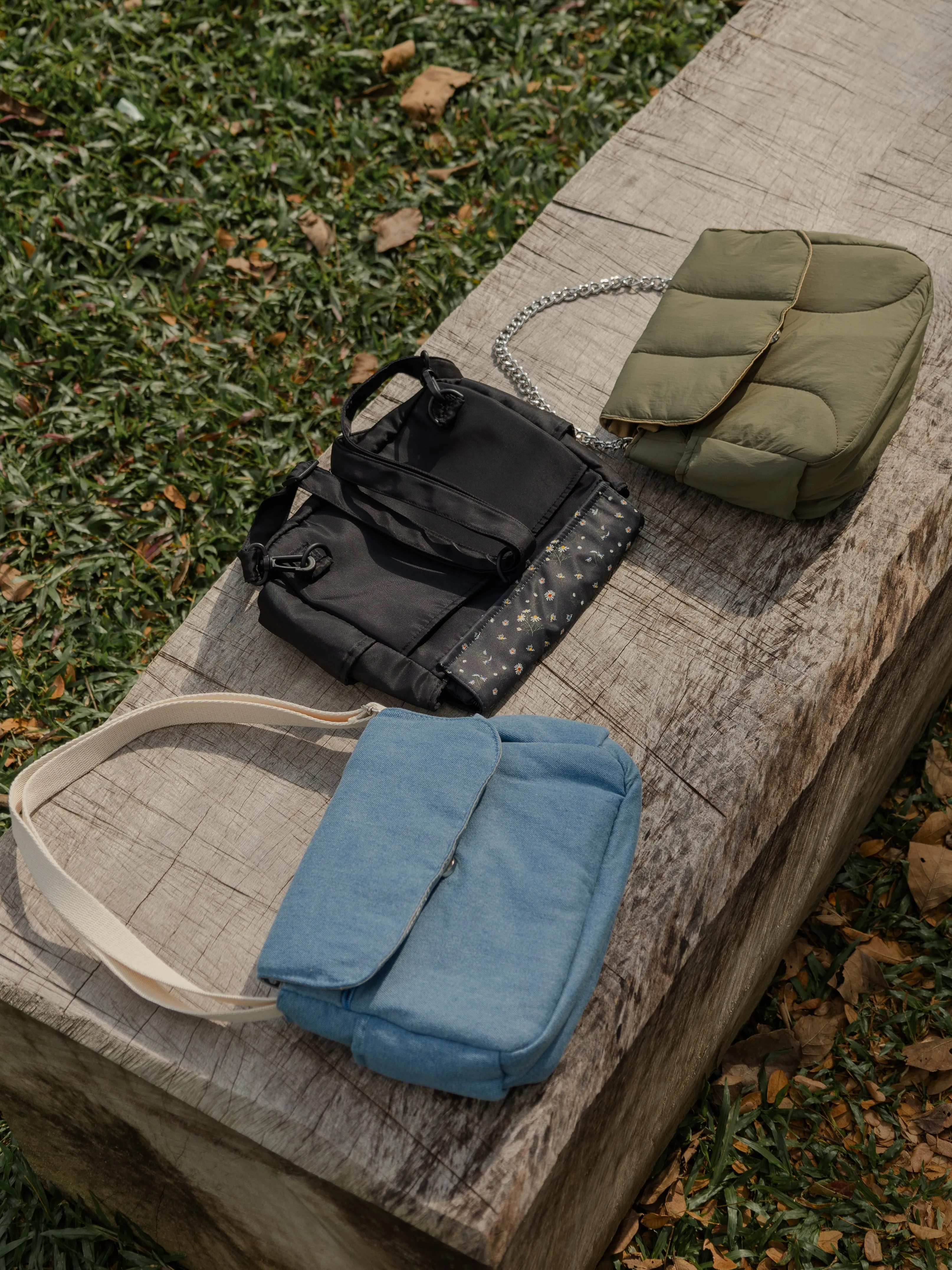 Olive Green Puffies Multi-Carry Crossbody Bag