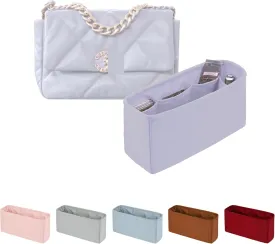 Organizer for Purse Bags, Tote HandBags Organizer with Silky Satin Compatible with Chanel 19 Jumbo, Lightweight Inner Bag for Luxury Bags (Lavender, Jumbo30)