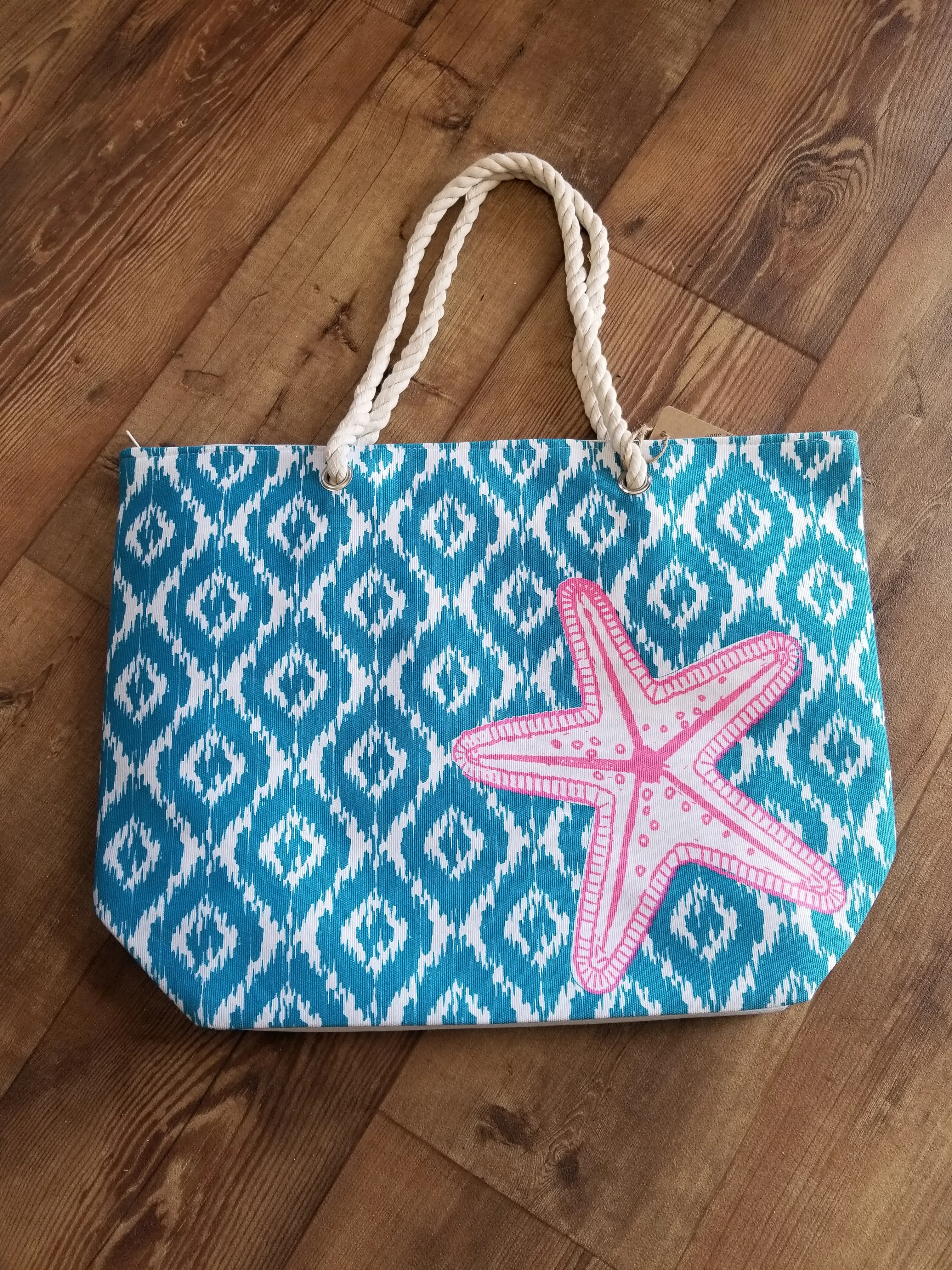Oversized Coastal Tote Bag Starfish