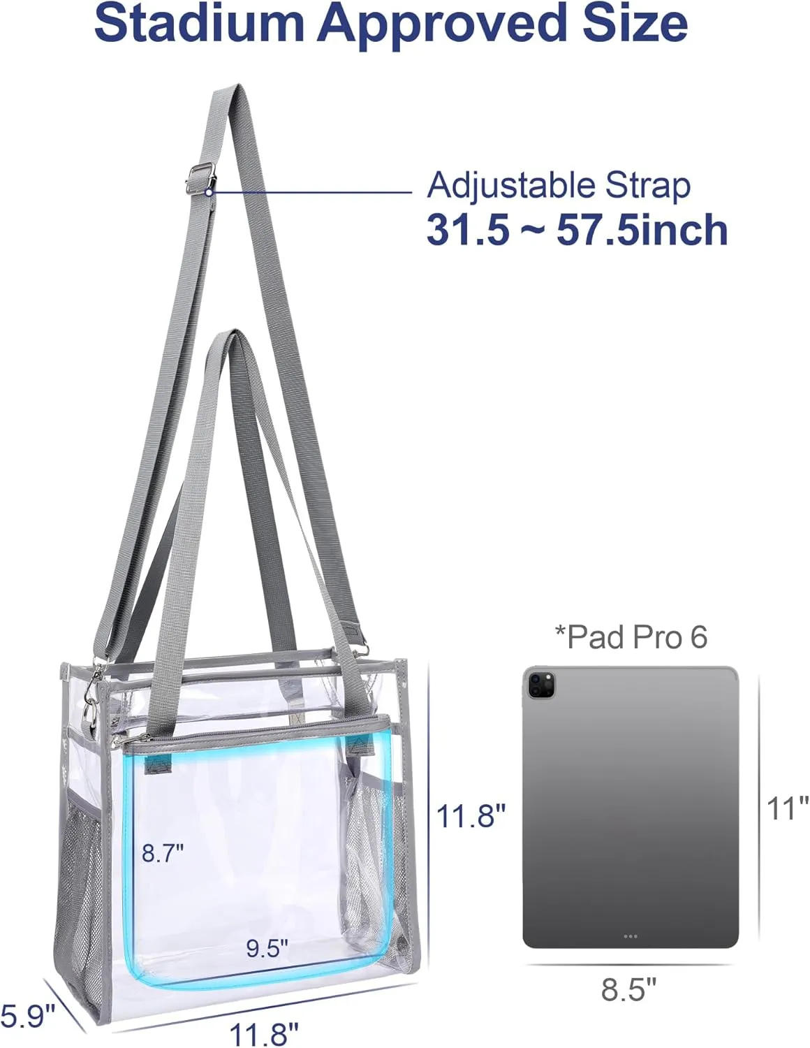PACKISM Clear Bag 12x6x12 Stadium Approved - Clear Tote Bag for Sport Events Game Day Concert and Work