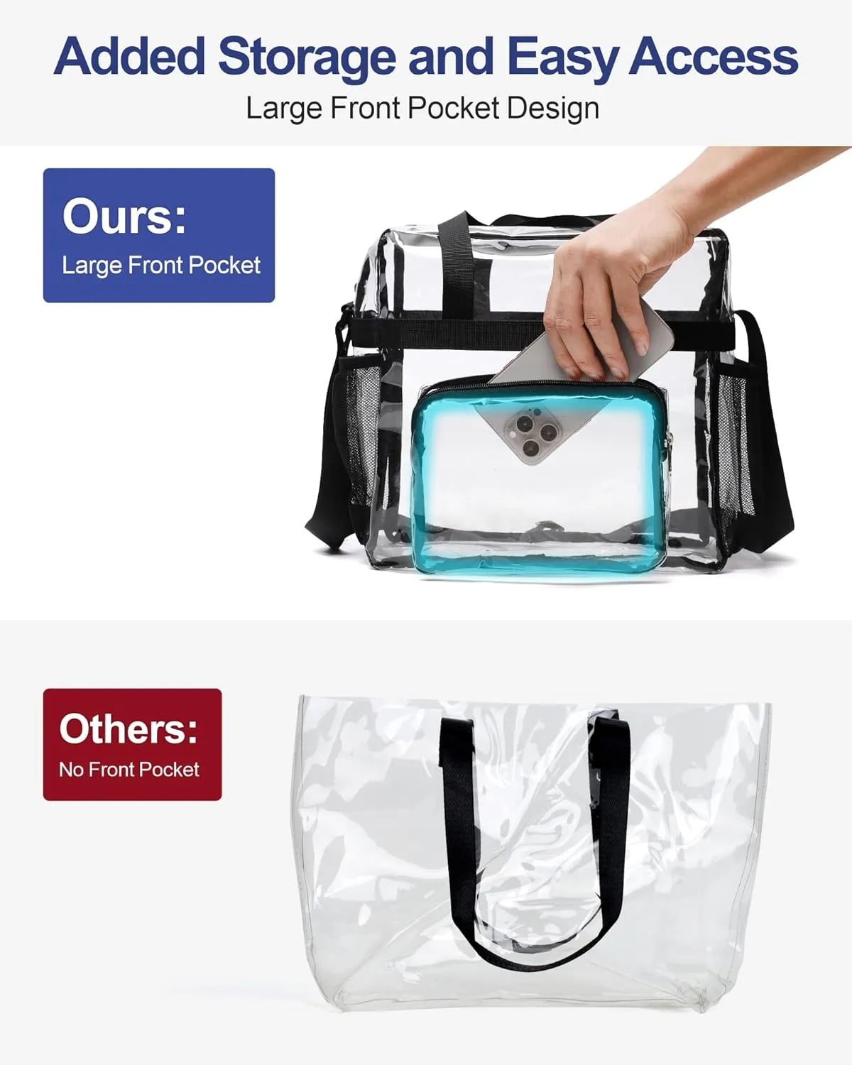 PACKISM Clear Bag 12x6x12 Stadium Approved - Clear Tote Bag for Sport Events Game Day Concert and Work