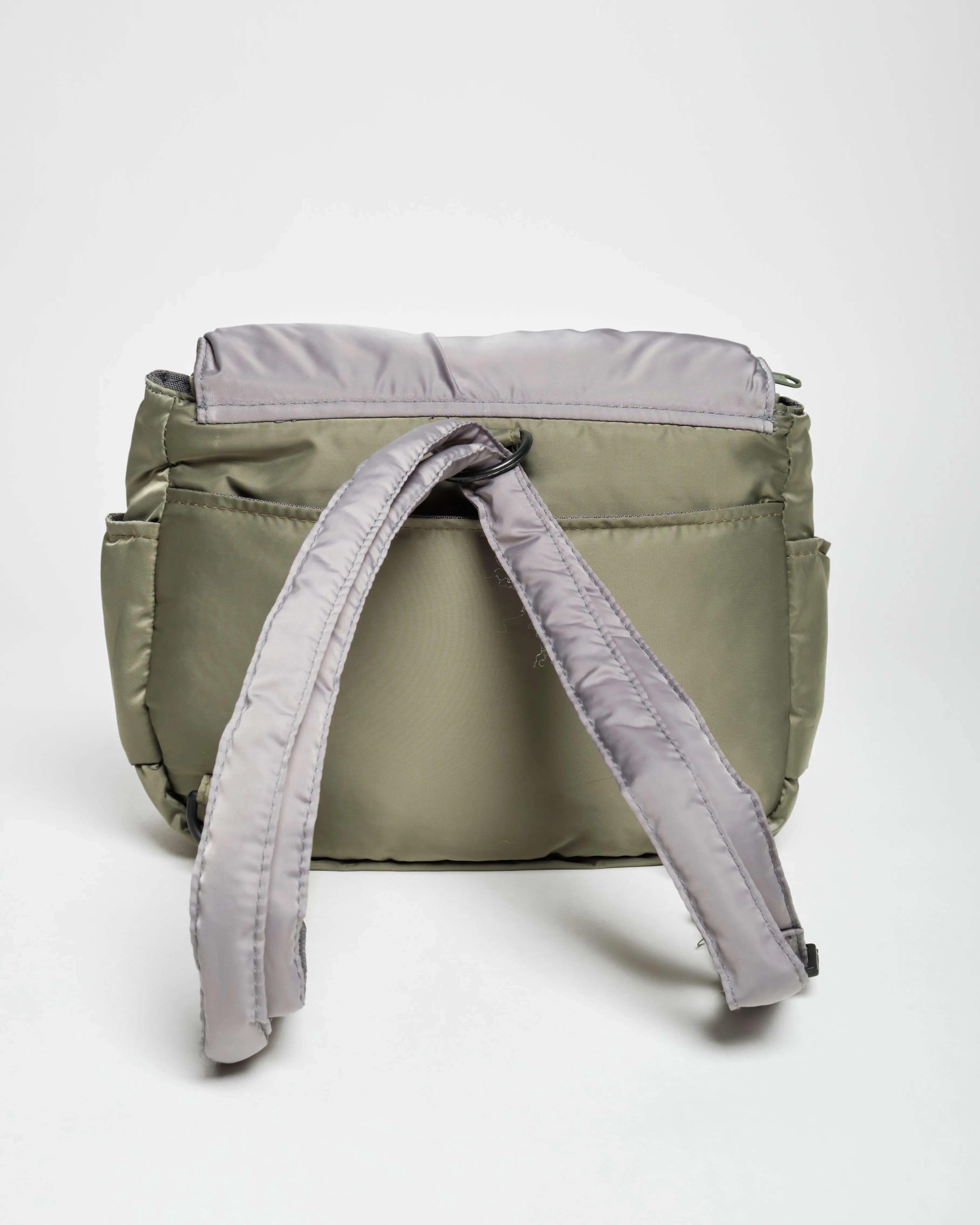 Pleats Olive Grey Multi-Carry Crossbody Bag
