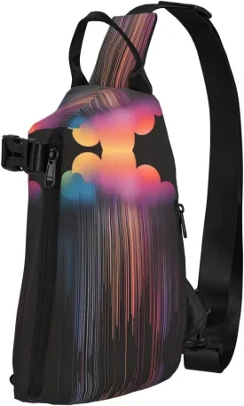Polyester Fiber Waterproof Waist Bag -Backpack 4 Pocket Compartments Ideal for Outdoor Activities Colorful rainbow rain