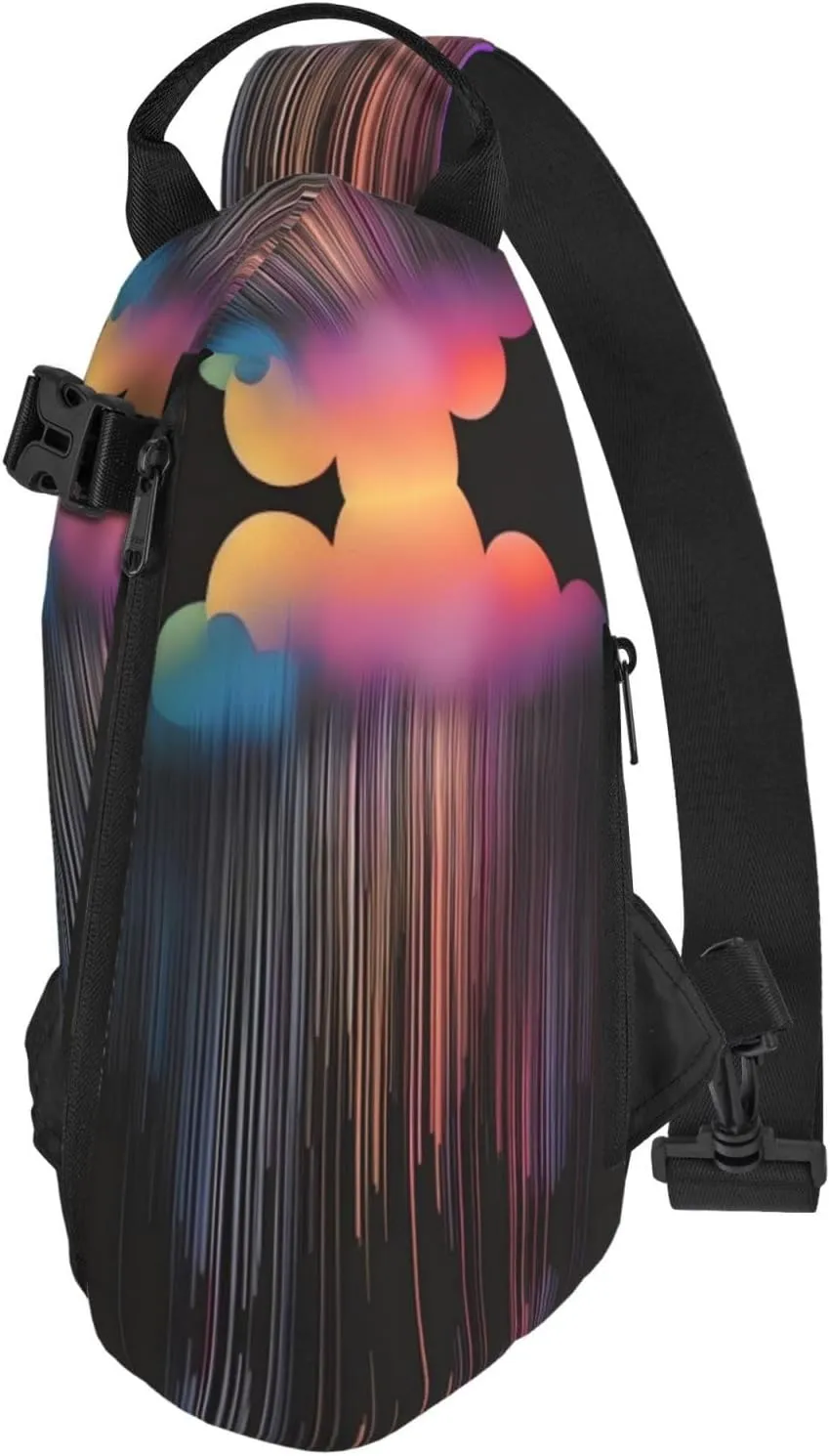 Polyester Fiber Waterproof Waist Bag -Backpack 4 Pocket Compartments Ideal for Outdoor Activities Colorful rainbow rain