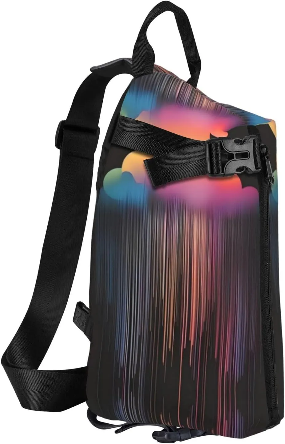 Polyester Fiber Waterproof Waist Bag -Backpack 4 Pocket Compartments Ideal for Outdoor Activities Colorful rainbow rain