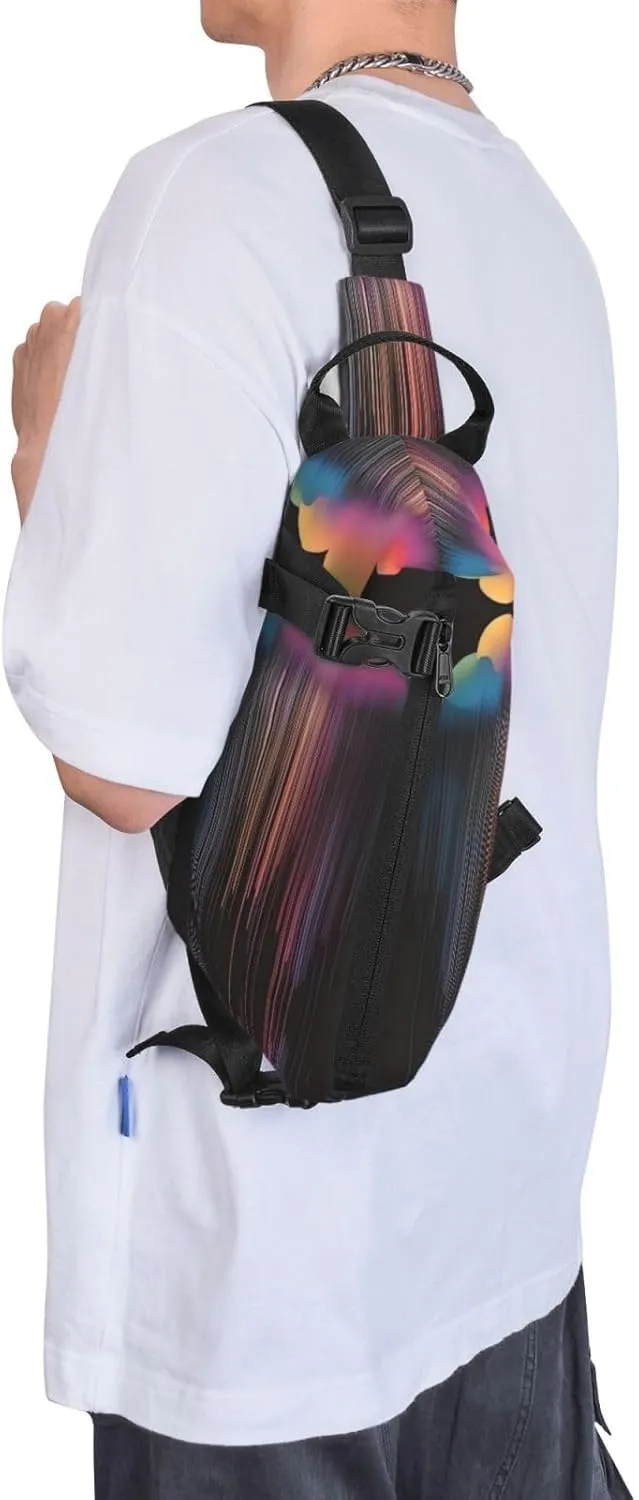 Polyester Fiber Waterproof Waist Bag -Backpack 4 Pocket Compartments Ideal for Outdoor Activities Colorful rainbow rain