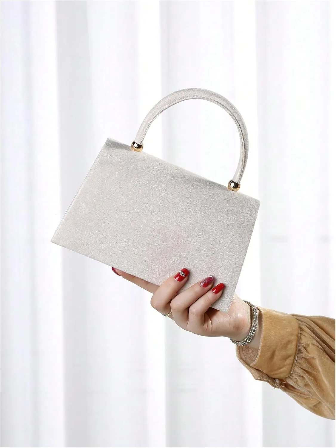 QWINEE Glitter Velvet Purse Sparkly Clutch Purse Handbag Evening Party Sparkle Mini Square Handbags