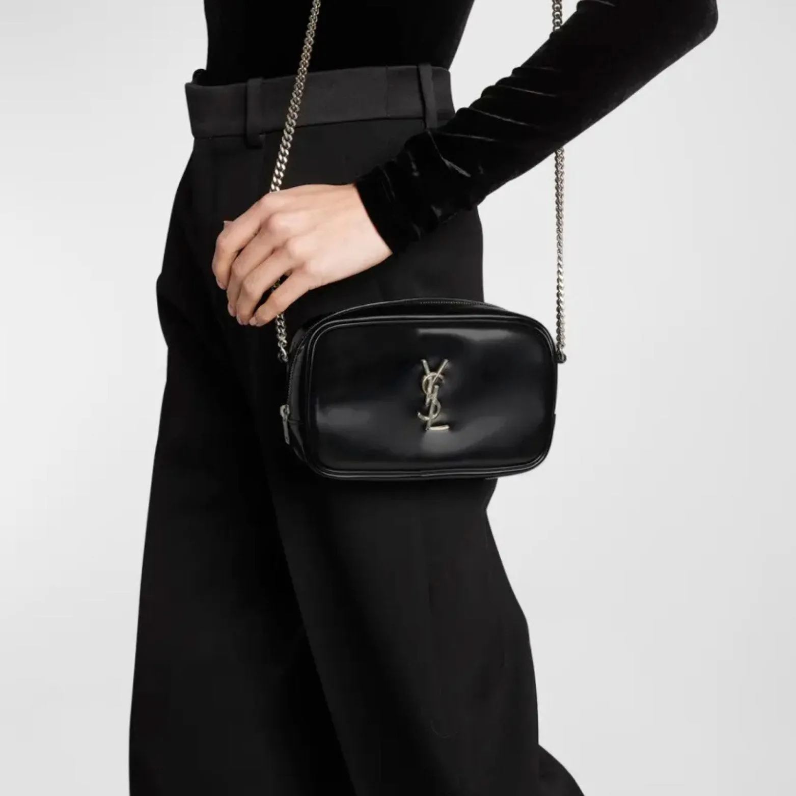 SAINT LAURENT Lou Mini bag in Shiny Canvas