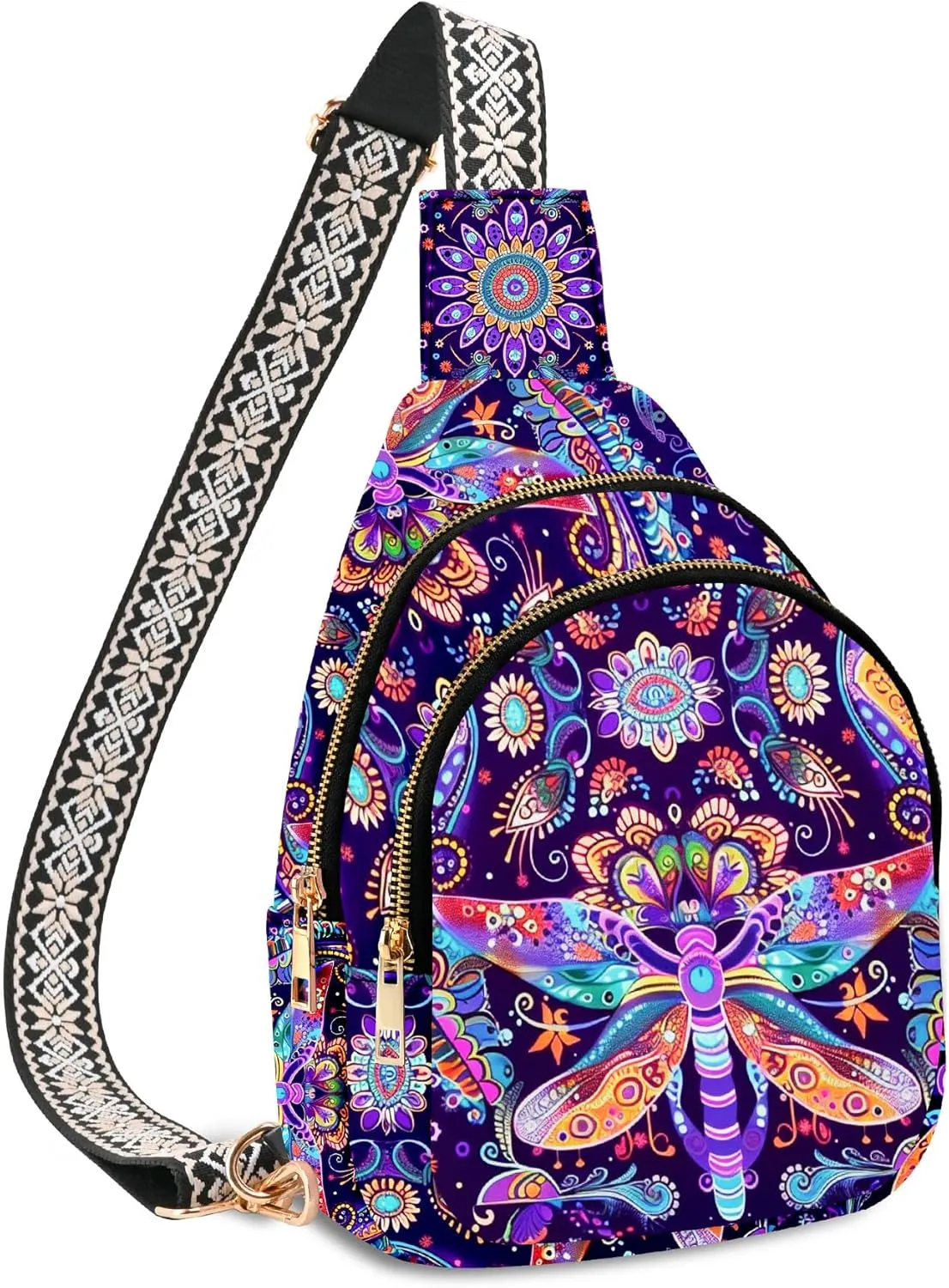 Small Leather Sling Bag for Women Crossbody Fanny Pack Travel Casual Chest Bag with Adjustable Strap