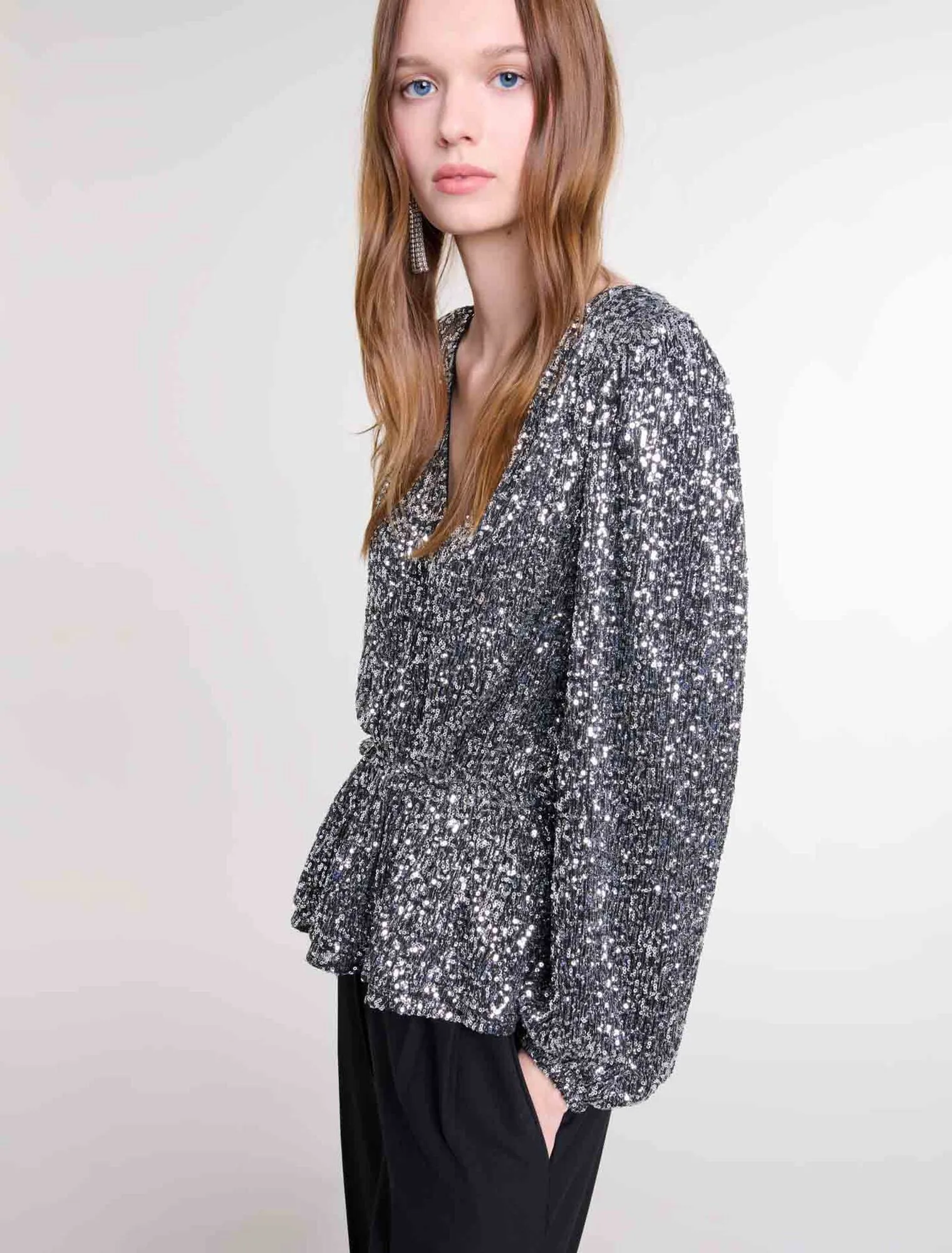 Smocked Sequin Top