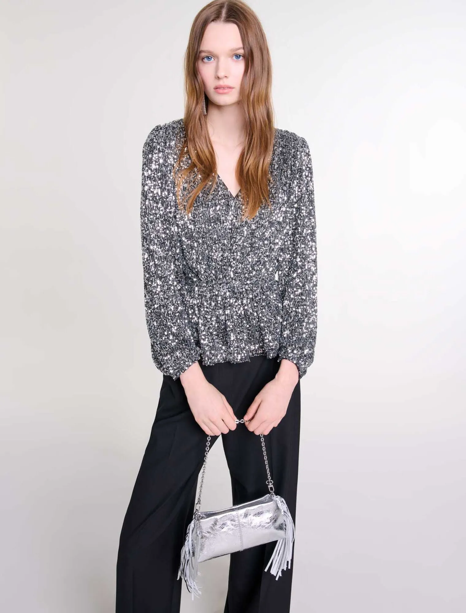 Smocked Sequin Top