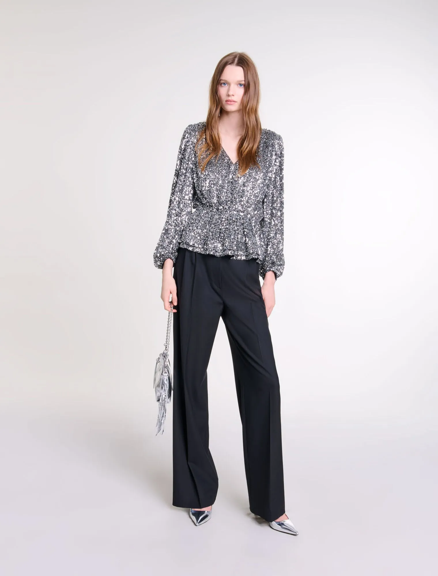 Smocked Sequin Top