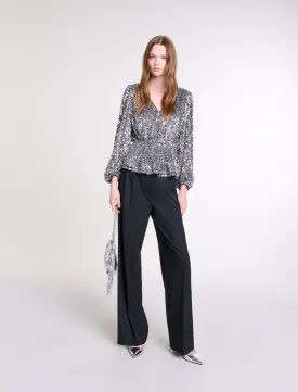 Smocked Sequin Top